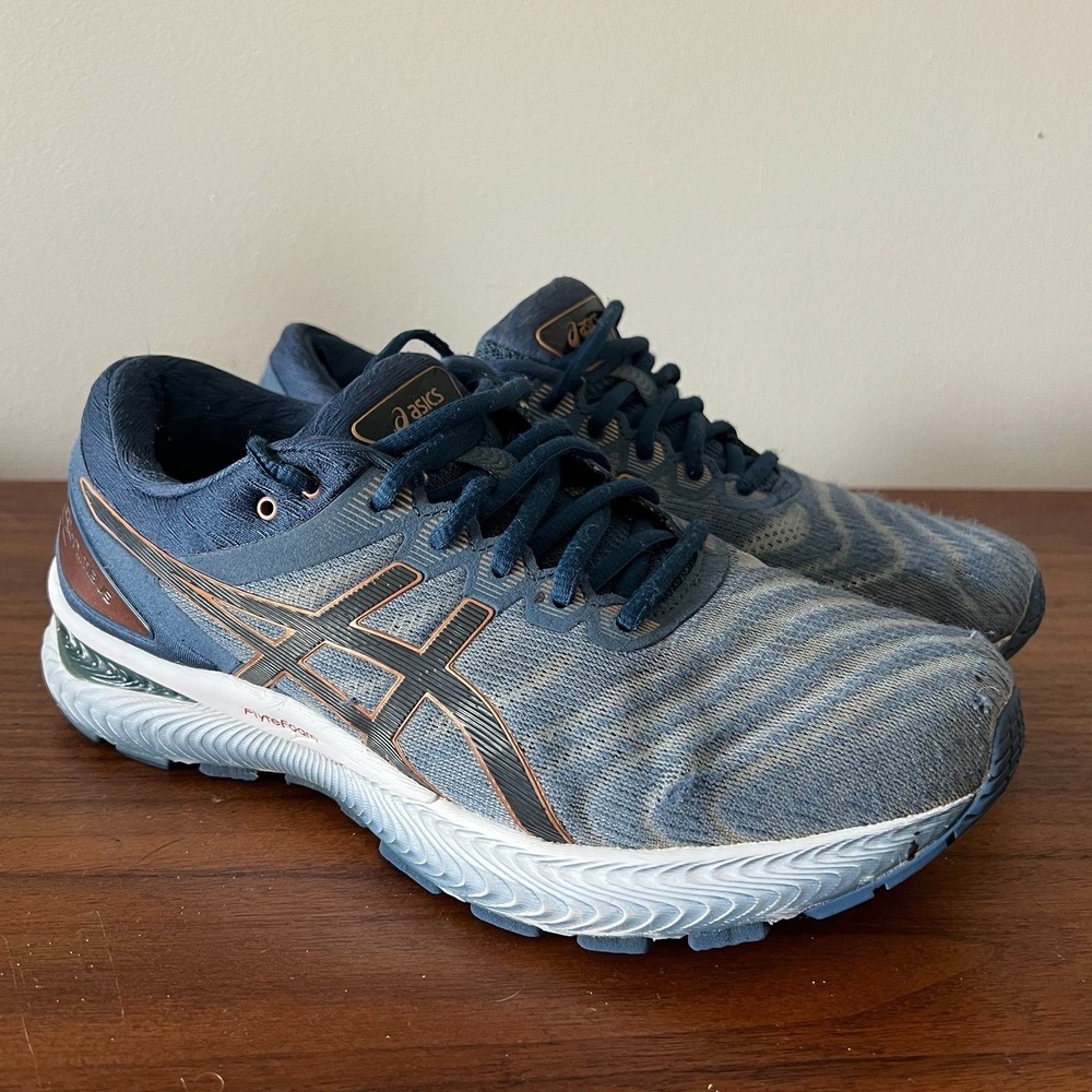 ASICS Gel Nimbus 22 Running Shoes Glacier Graphite Grey FlyteFoam Mens Size 8.5